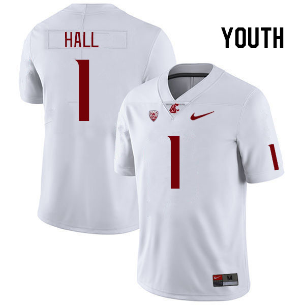 Youth #1 Stephen Hall Washington State Cougars College Football Jerseys Stitched Sale-White